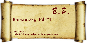 Baranszky Pál névjegykártya